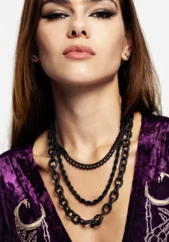 Jet Chunky Chain Layered Necklace