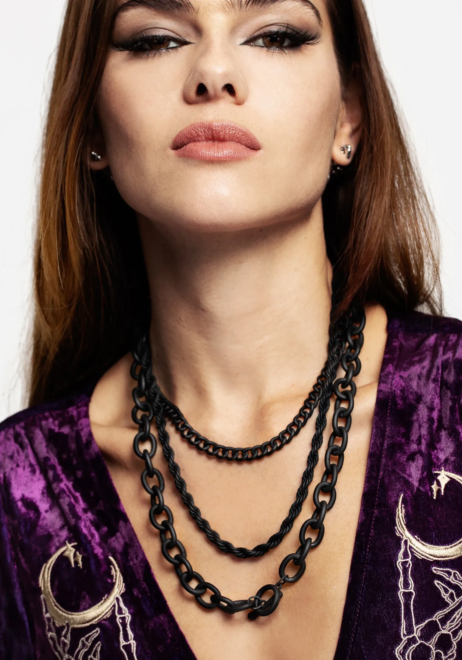 Jet Chunky Chain Layered Necklace