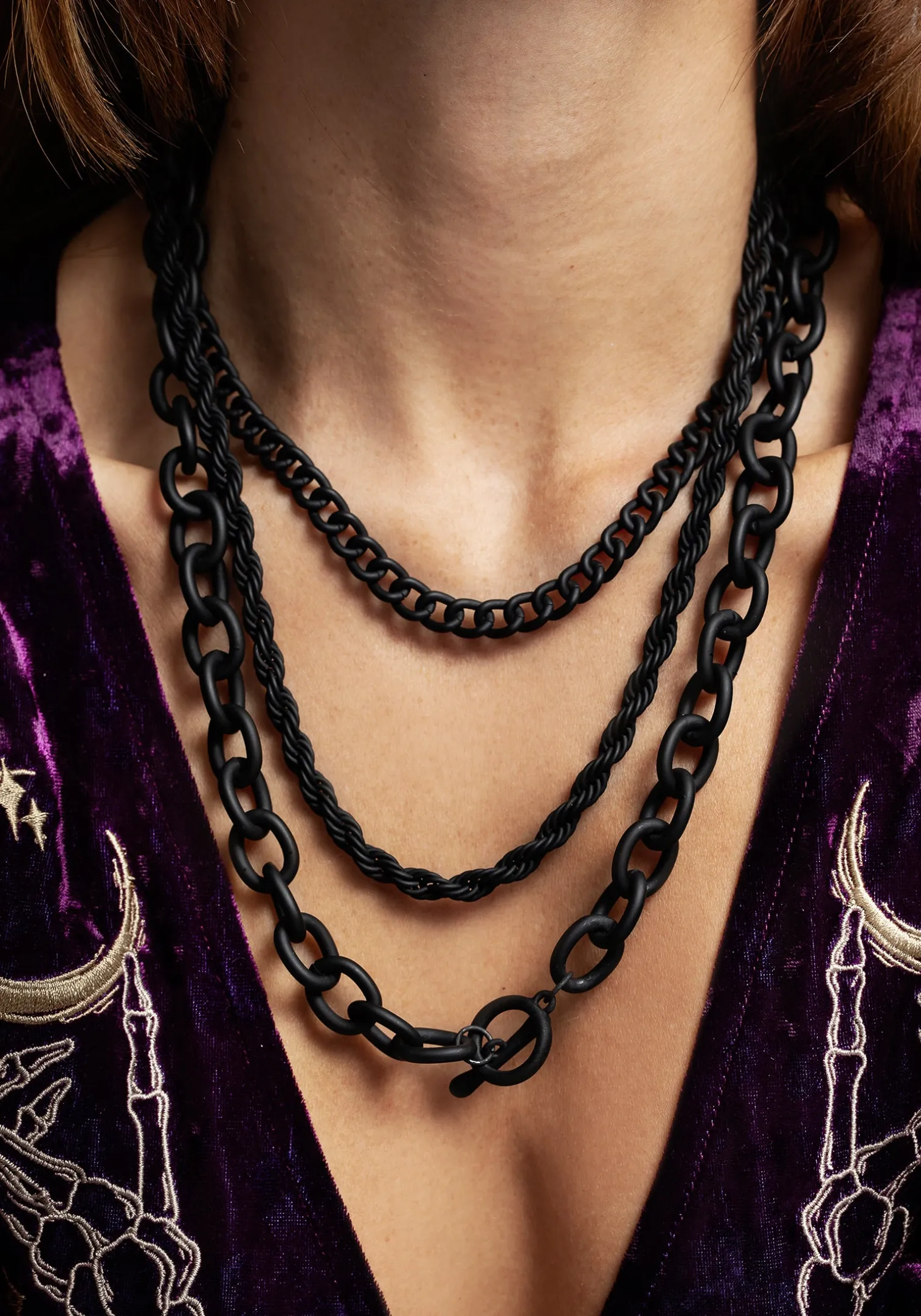 Jet Chunky Chain Layered Necklace