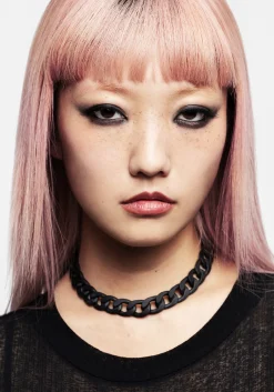 Jet Chunky Rope Chain Choker Necklace