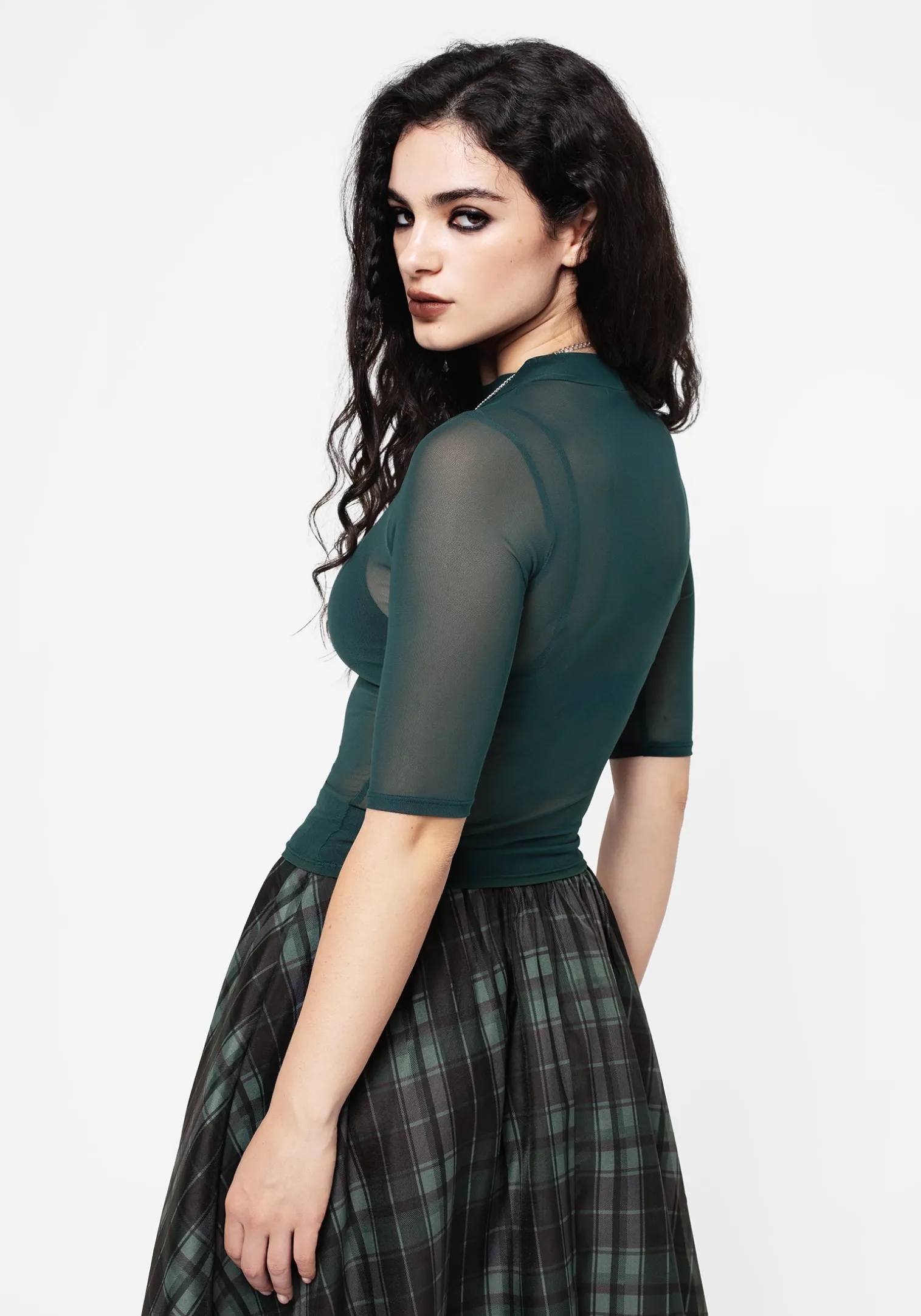 Jinx Mesh Short Sleeve Top - Green