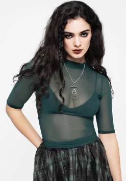 Jinx Mesh Short Sleeve Top - Green