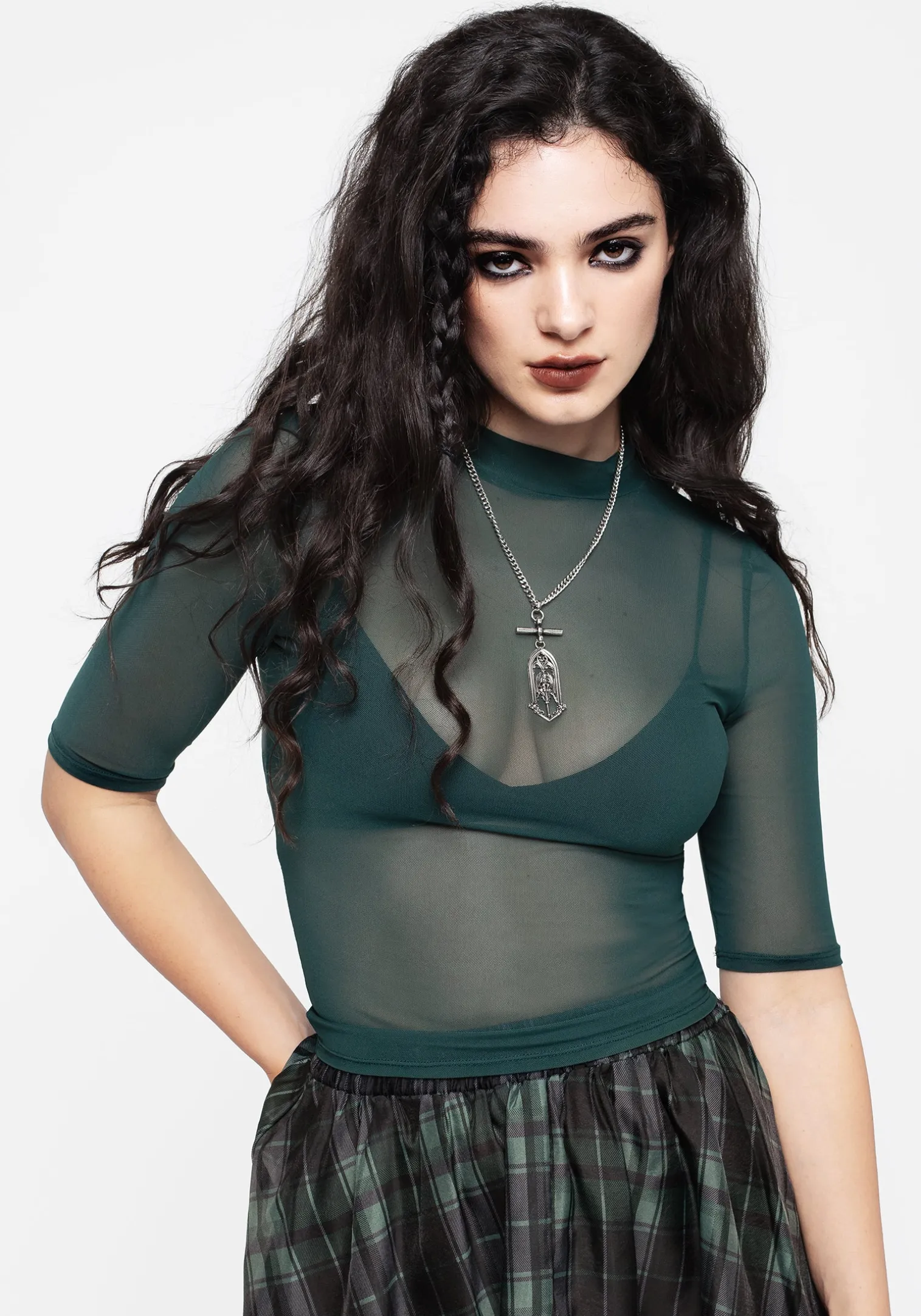 Jinx Mesh Short Sleeve Top - Green