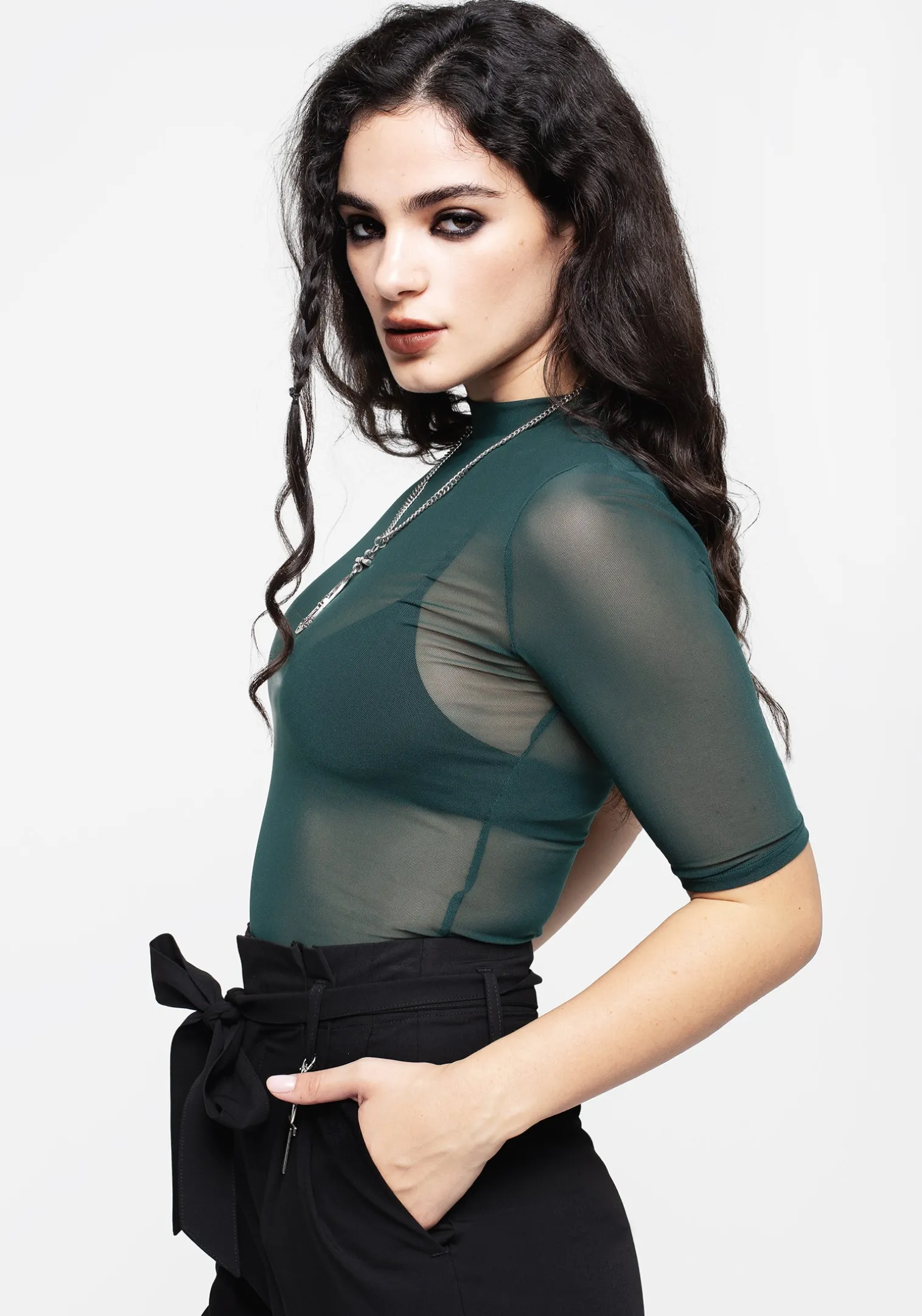 Jinx Mesh Short Sleeve Top - Green