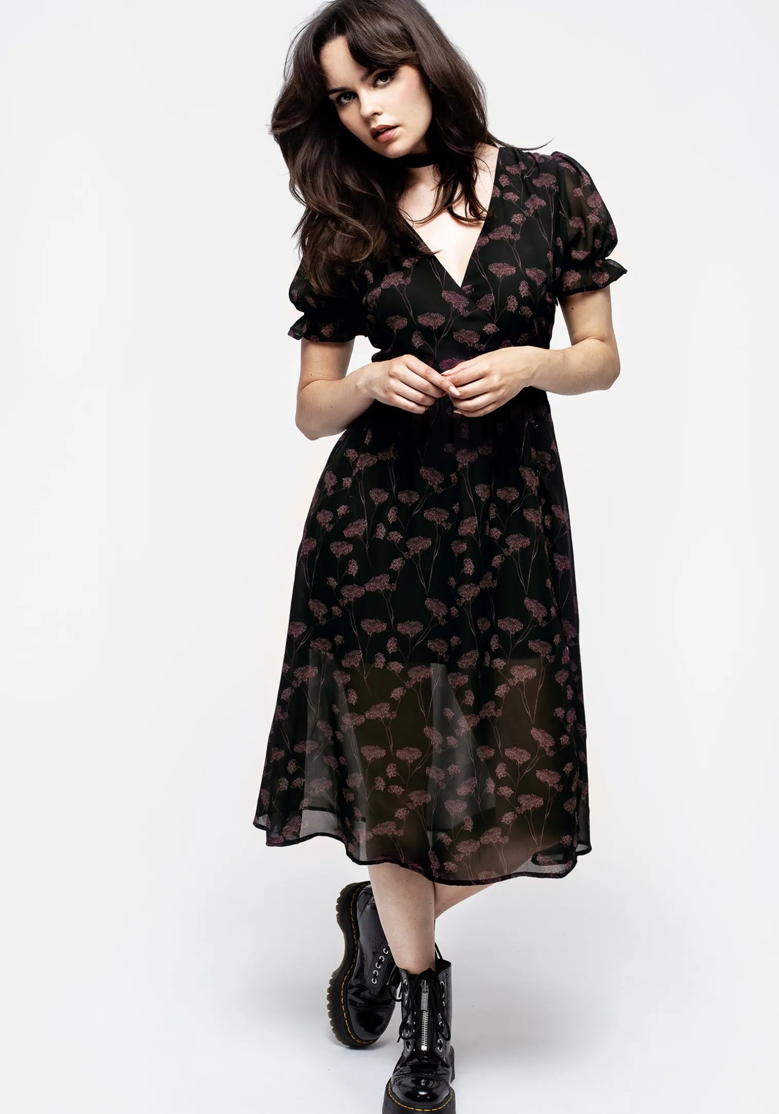 Judas V-Neck Button Midi Dress