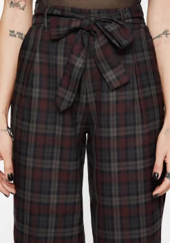 Kalma Check Tie Belt Tapered Trouser