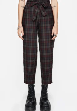 Kalma Check Tie Belt Tapered Trouser
