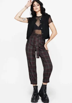 Kalma Check Tie Belt Tapered Trouser