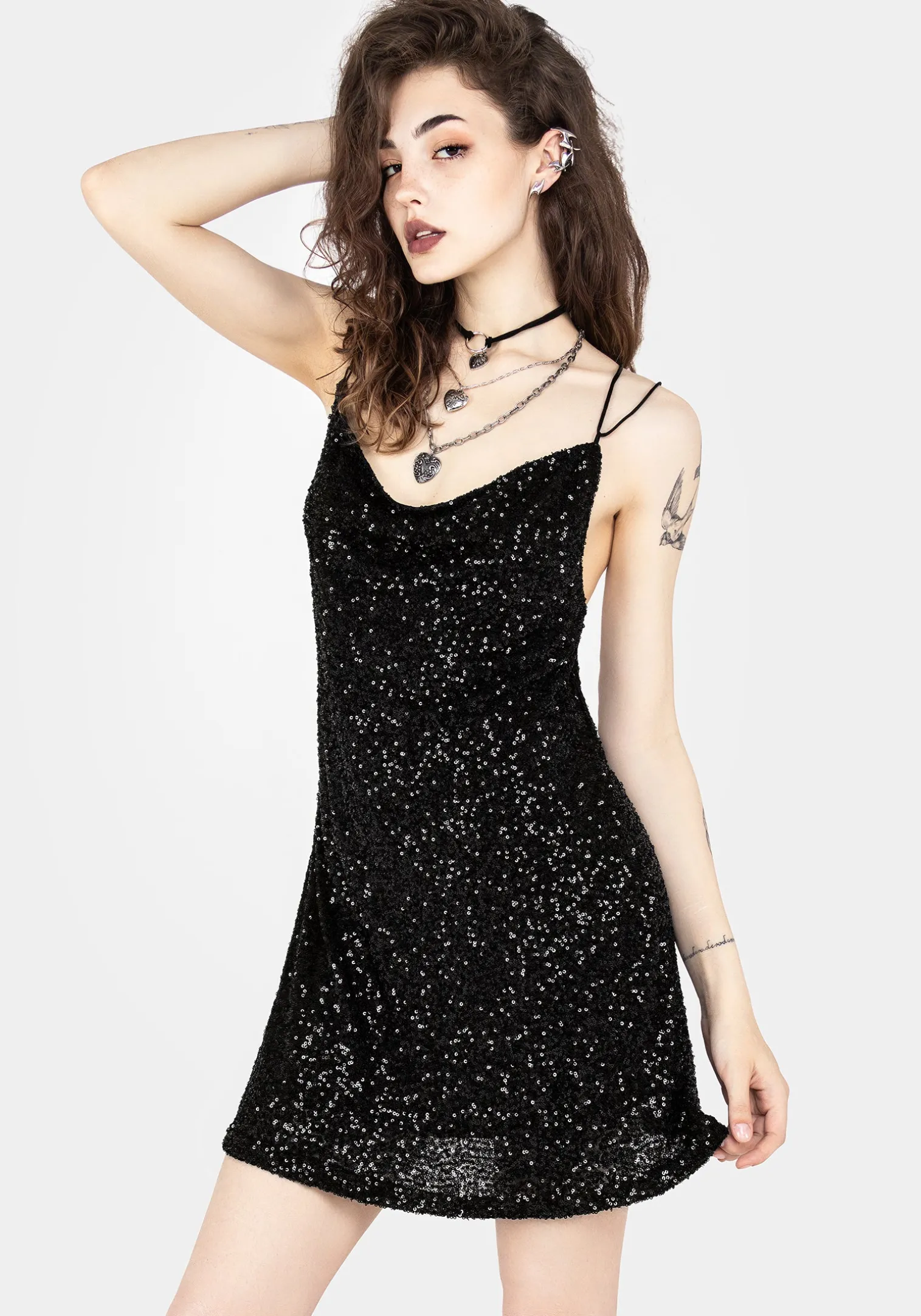 Kikamora Cowl Neck Mini Dress