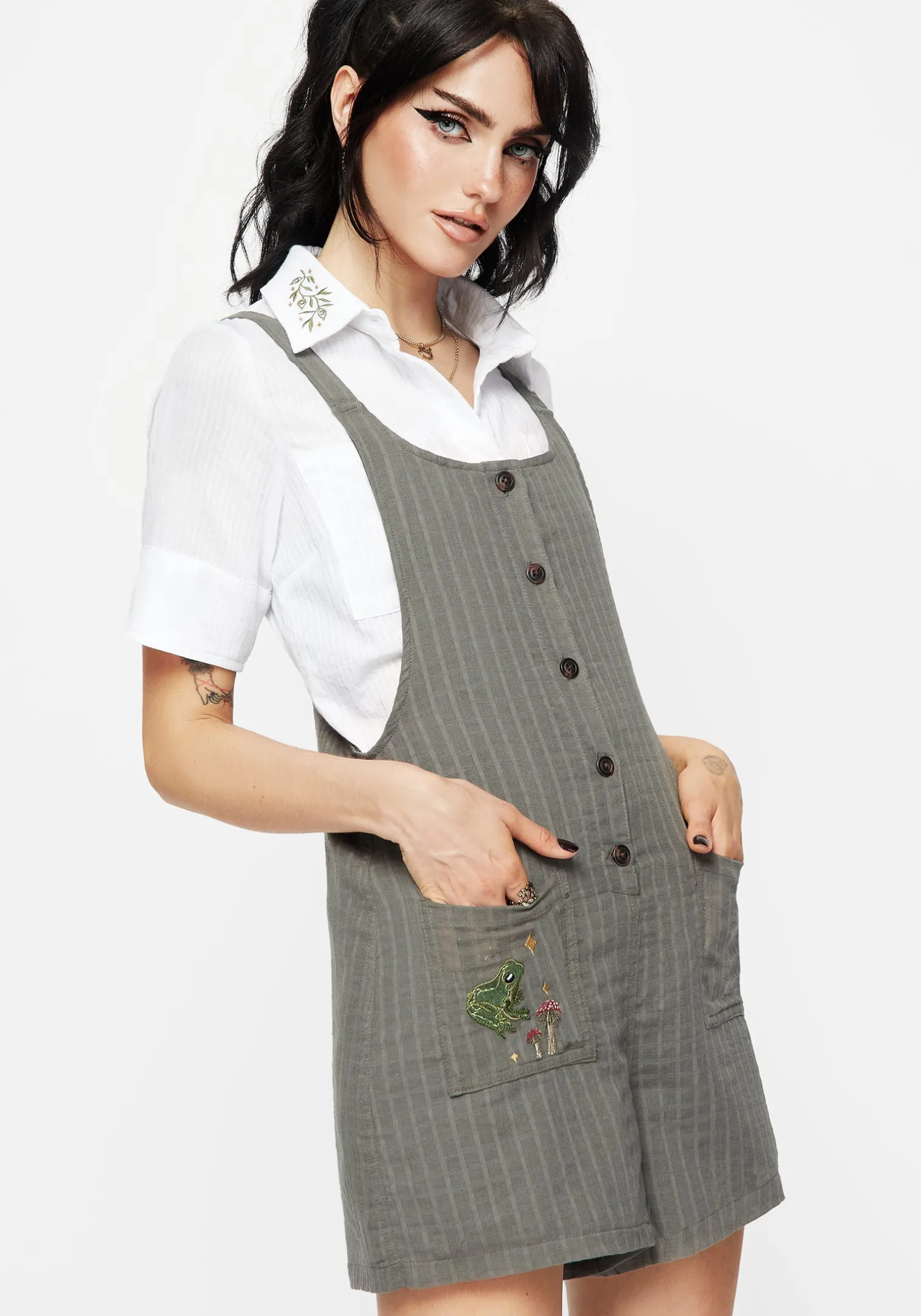 Koax Cotton Check Embroidered Button Up Shirt