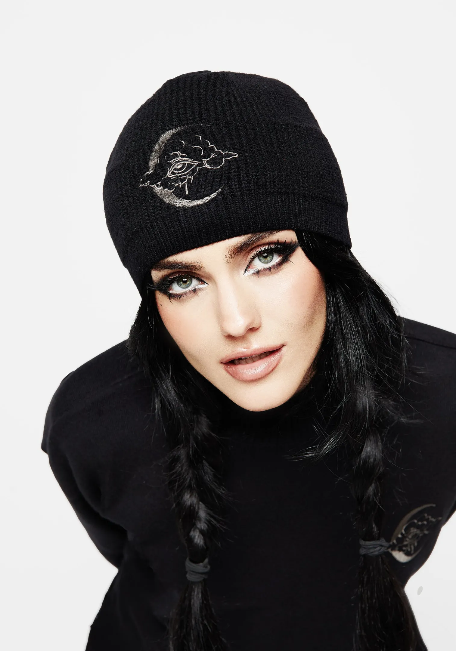 Lachrymose Embroidered Knit Beanie