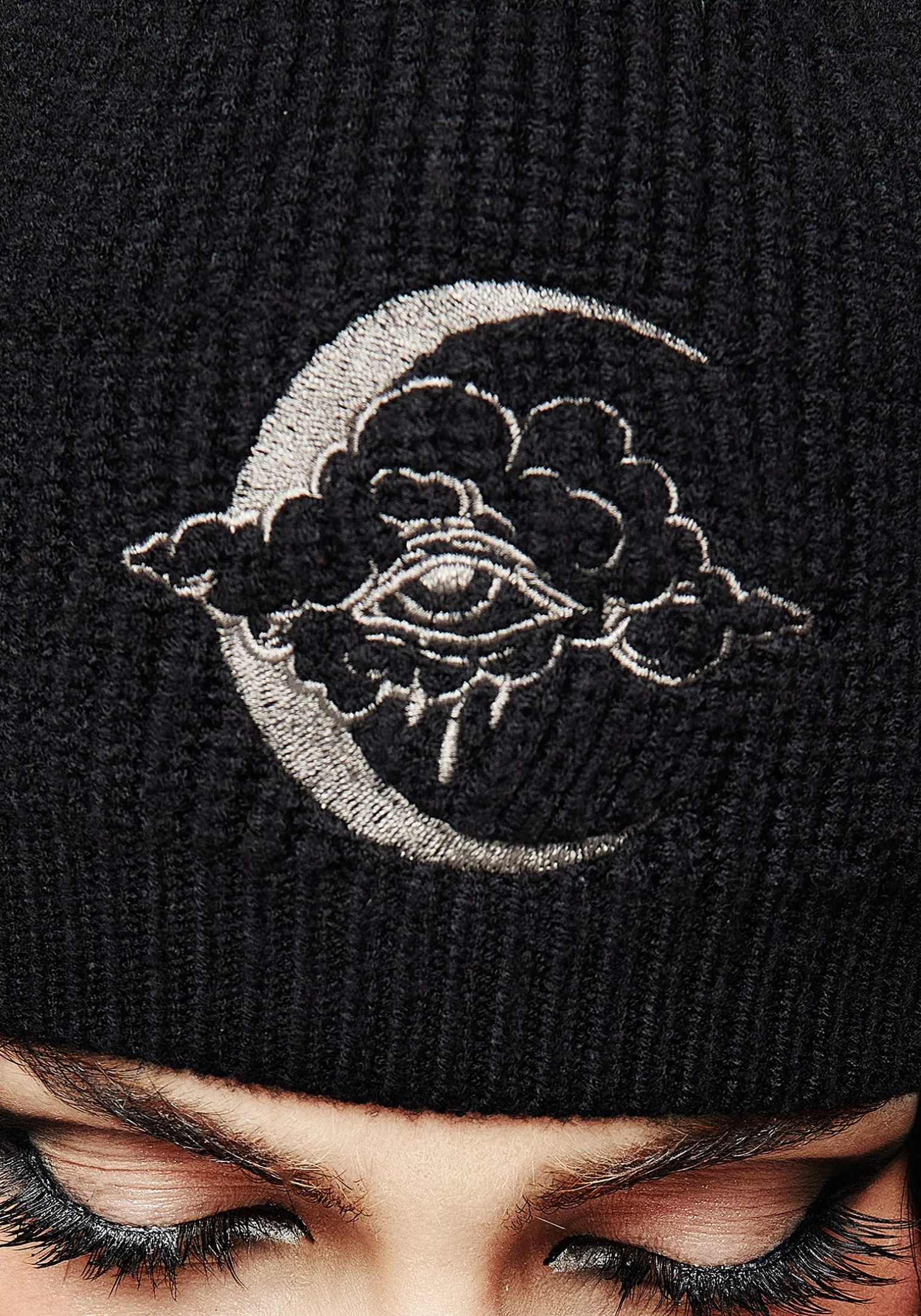 Lachrymose Embroidered Knit Beanie