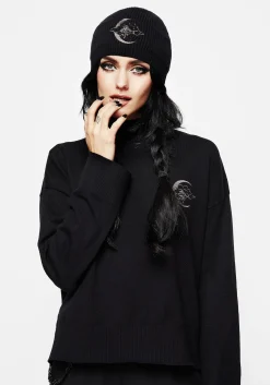 Lachrymose Embroidered Knit Beanie