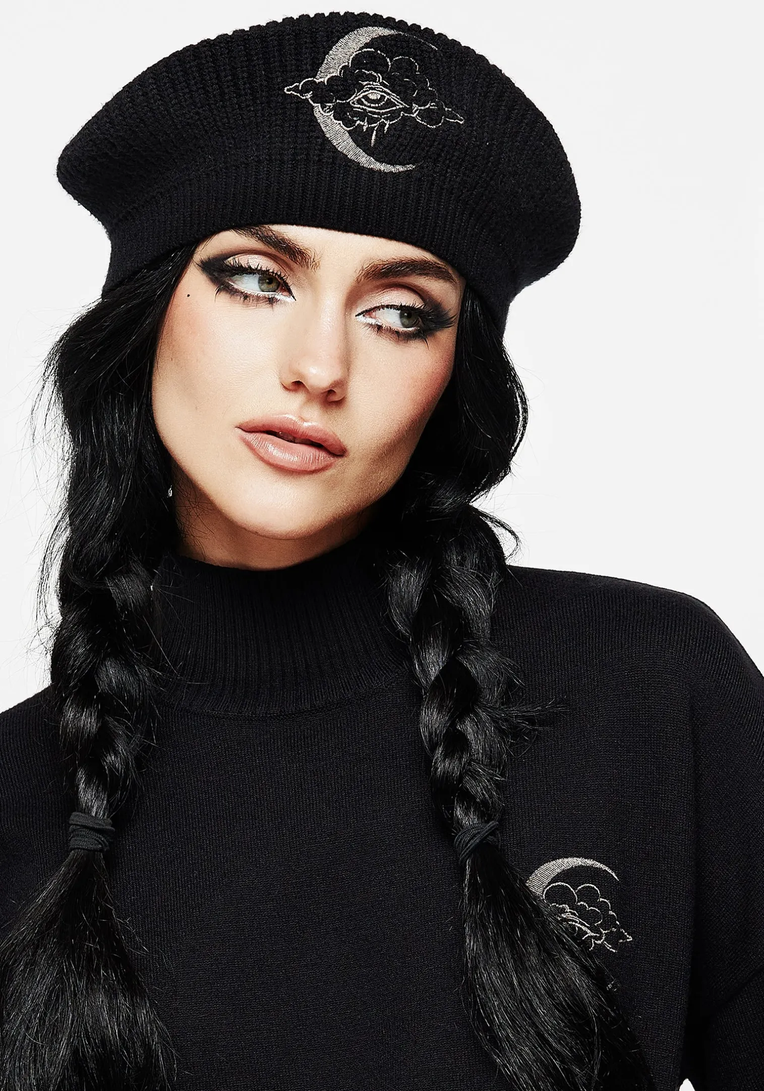 Lachrymose Embroidered Knit Beanie