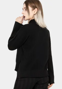 Lachrymose Embroidered Mock Neck Sweater