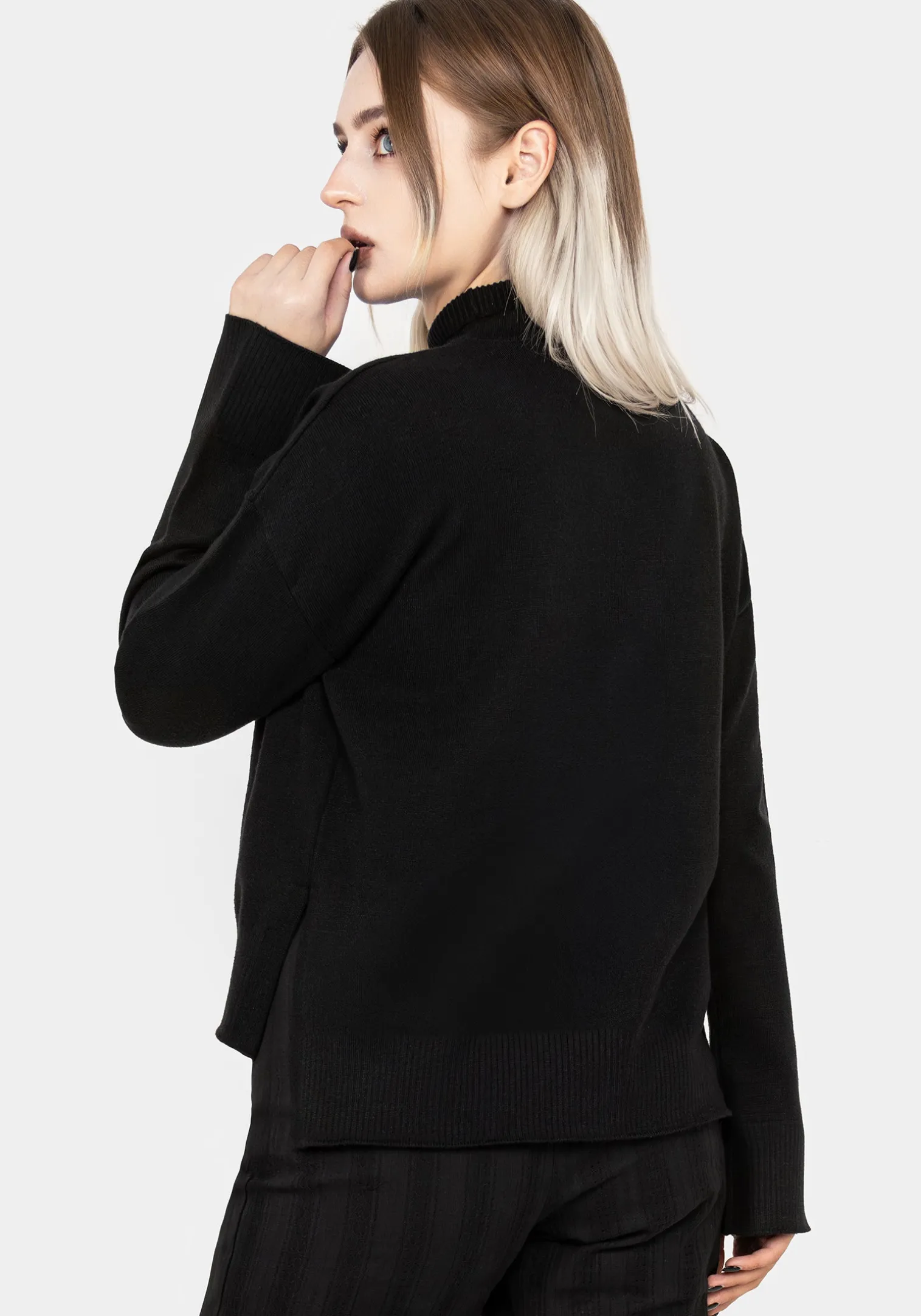 Lachrymose Embroidered Mock Neck Sweater