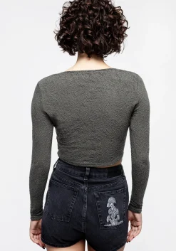Laurel Lace Up Long Sleeve Crop Top
