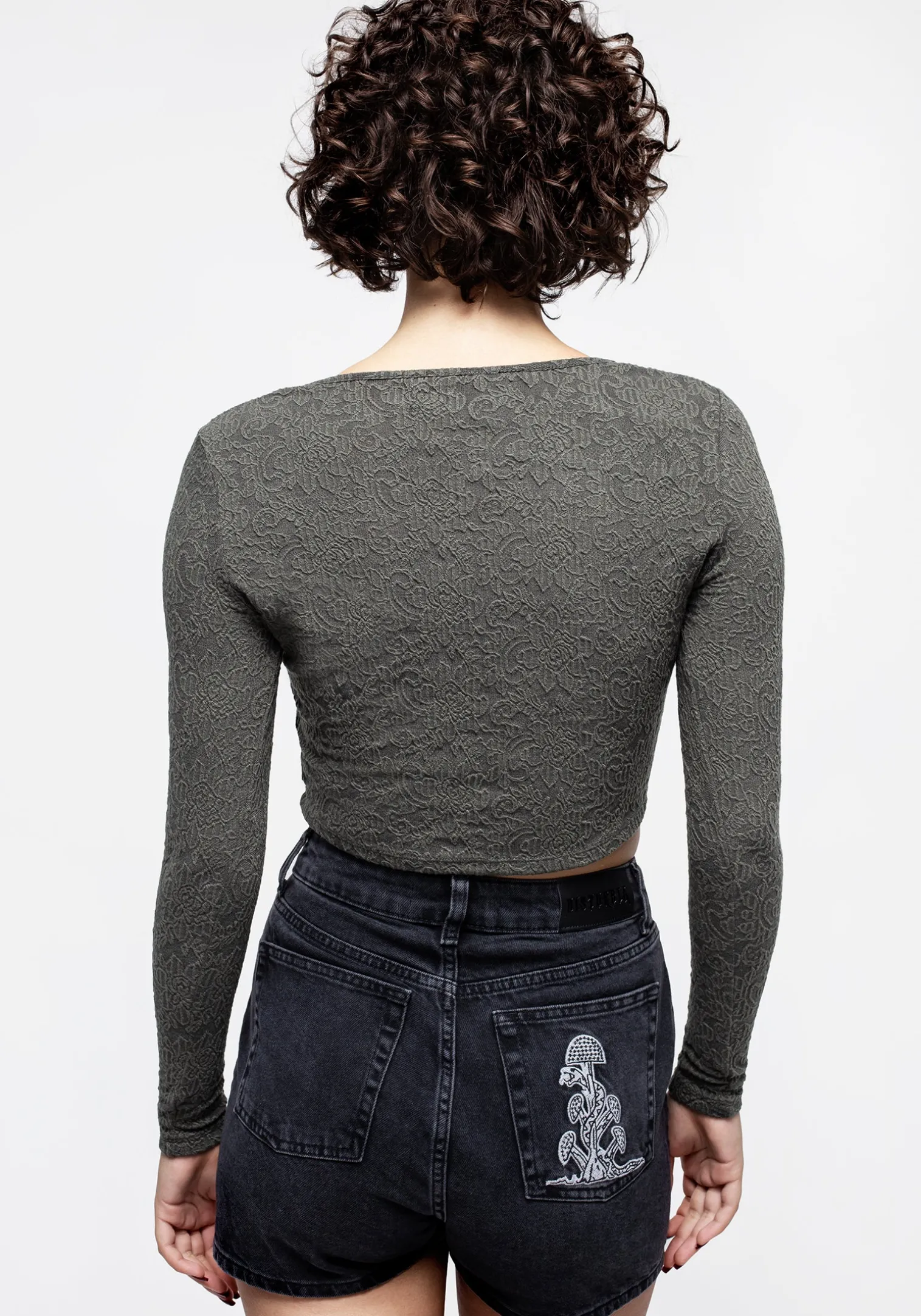Laurel Lace Up Long Sleeve Crop Top