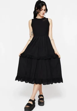 Laveau Embroidered Broderie Midi Dress