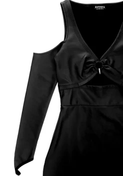Lethal Cold Shoulder PU Mini Dress