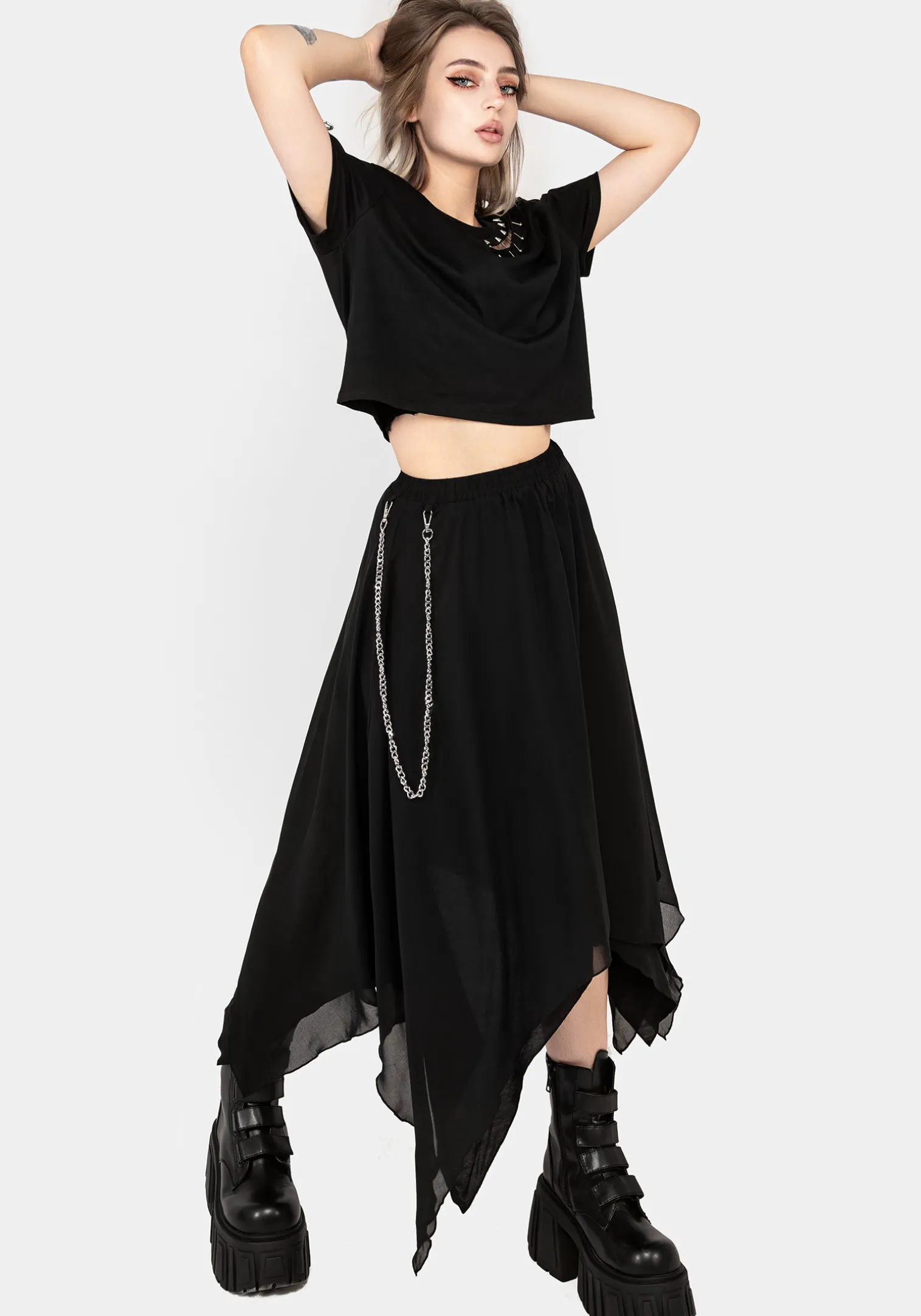Levitate Chain Detail Midi Skirt