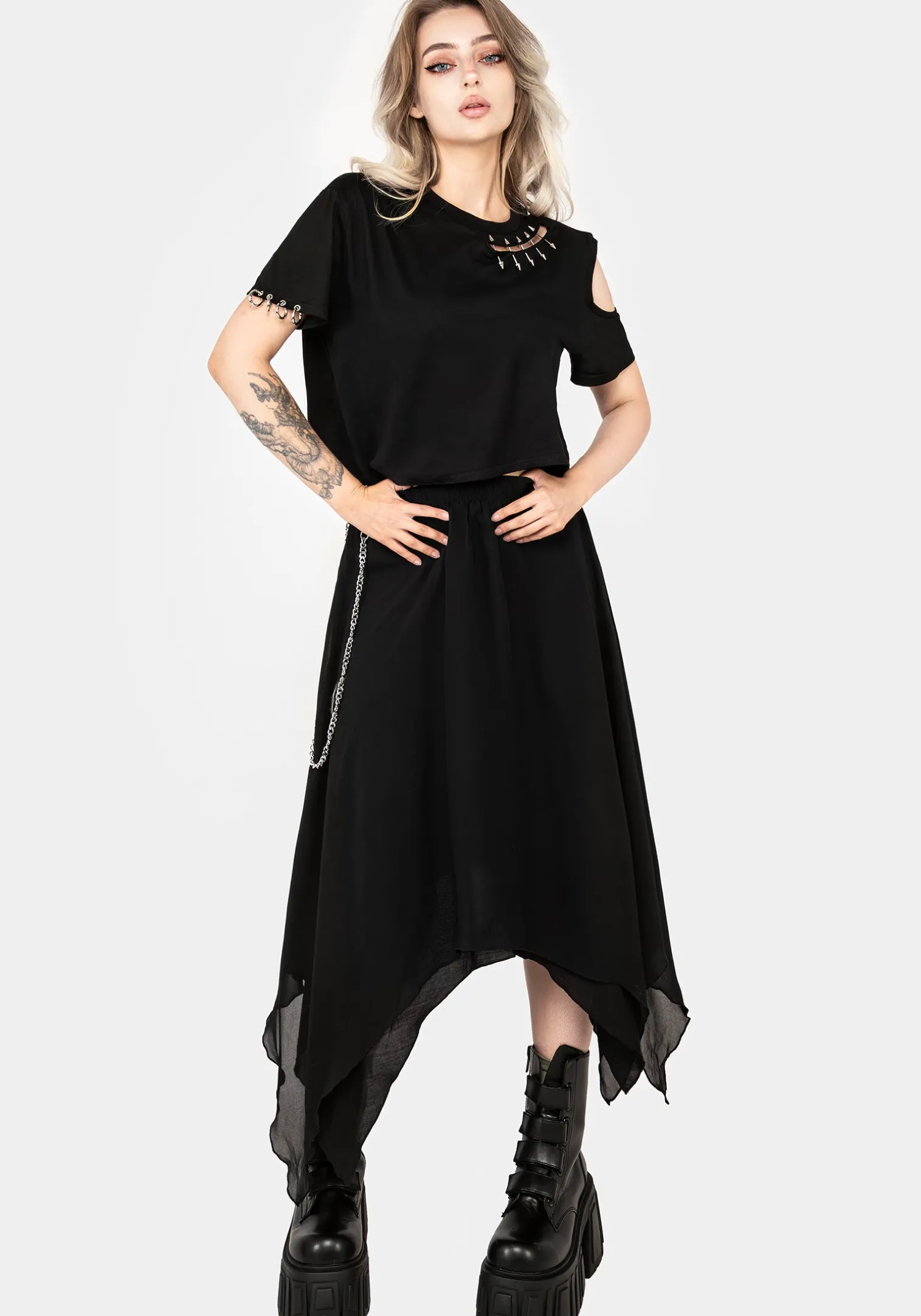 Levitate Chain Detail Midi Skirt