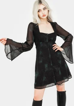 Lichen Bell Sleeve Chiffon Mini Dress