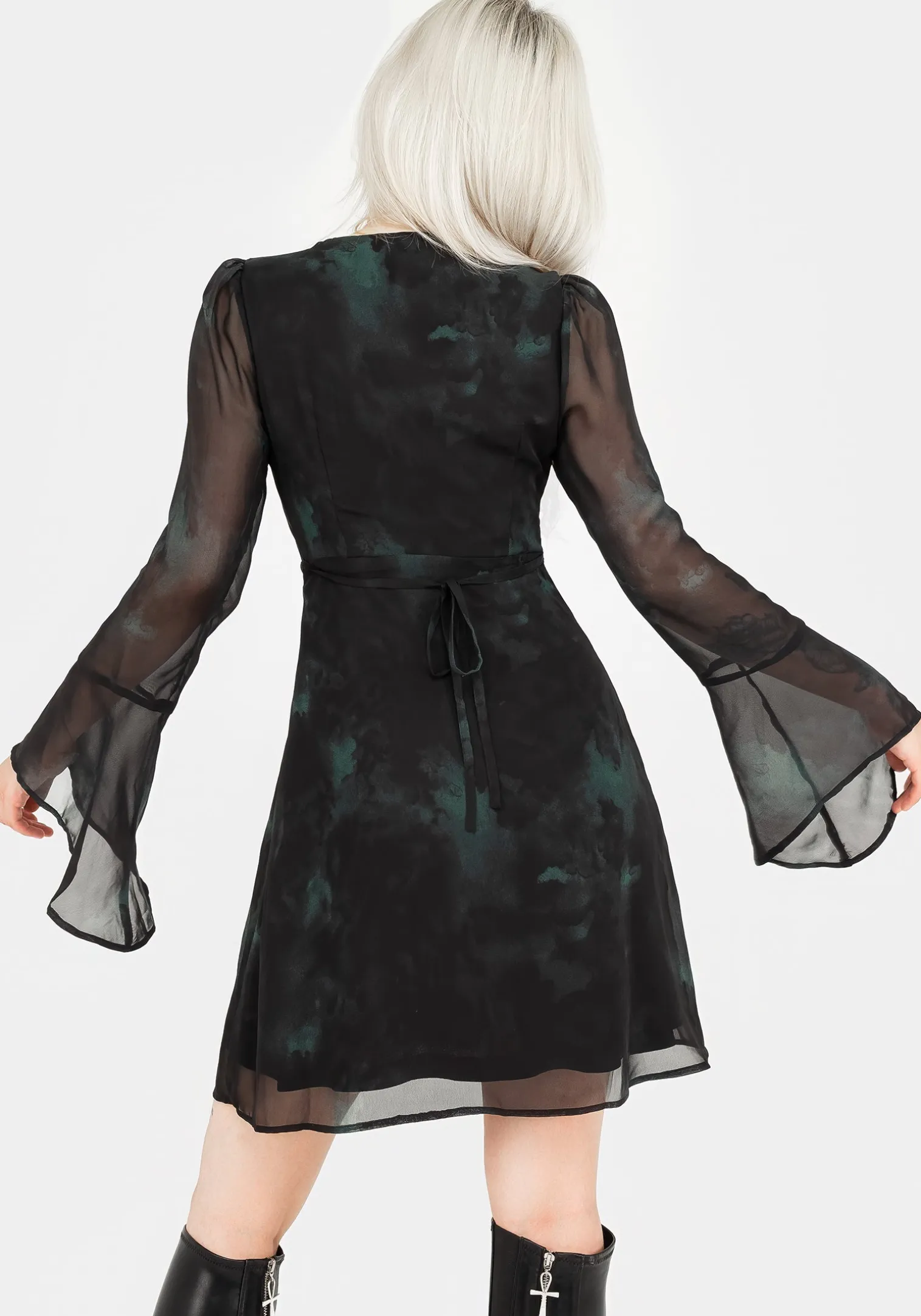 Lichen Bell Sleeve Chiffon Mini Dress