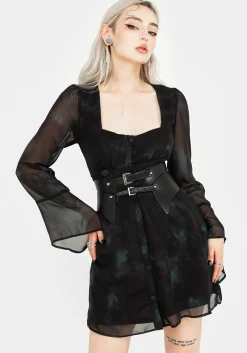 Lichen Bell Sleeve Chiffon Mini Dress