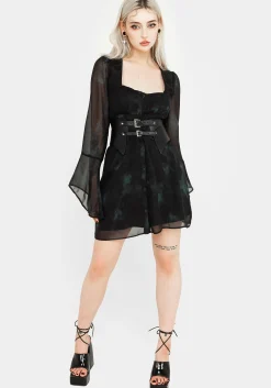 Lichen Bell Sleeve Chiffon Mini Dress