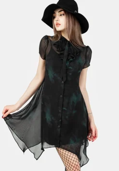 Lichen Chiffon Mini Shirt Dress