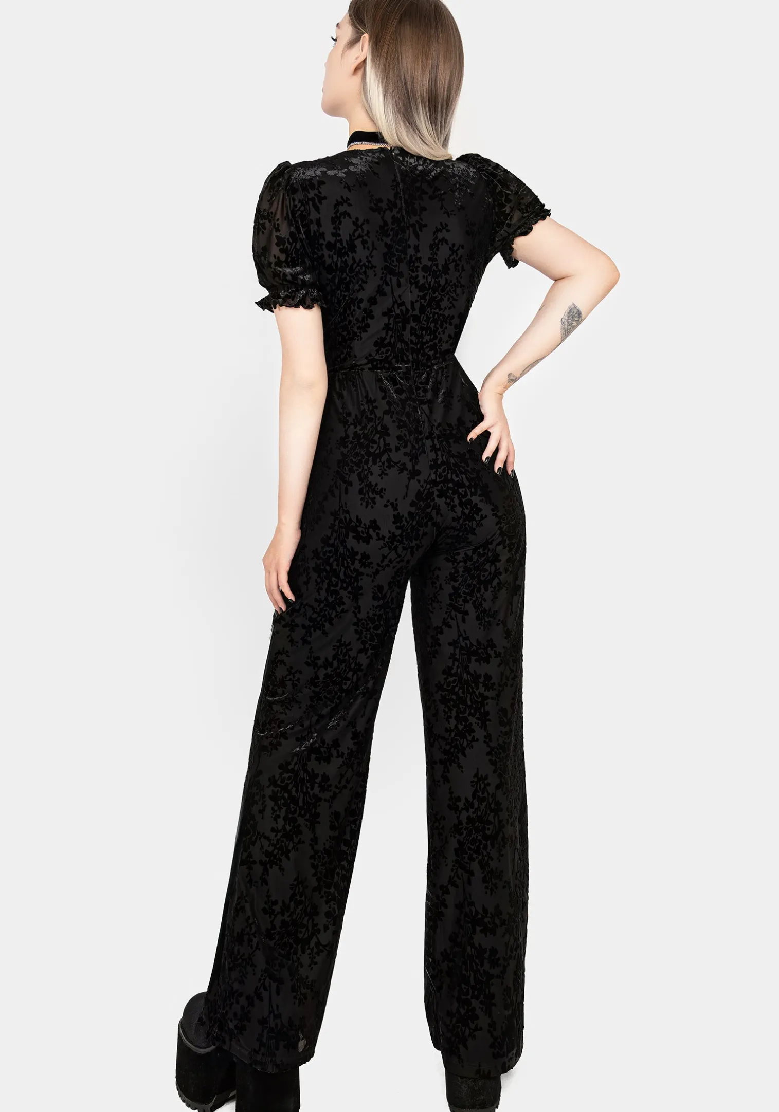 Lilias Devoré Velour Mesh Jumpsuit