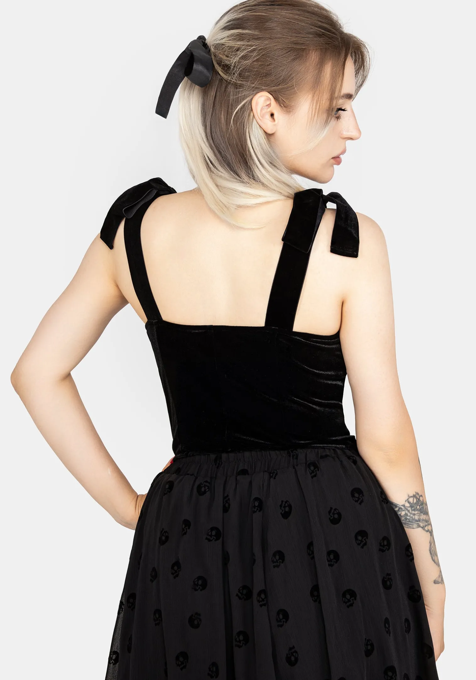 Lisette Velour Tie Strap Corset Top