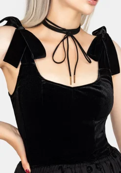 Lisette Velour Tie Strap Corset Top