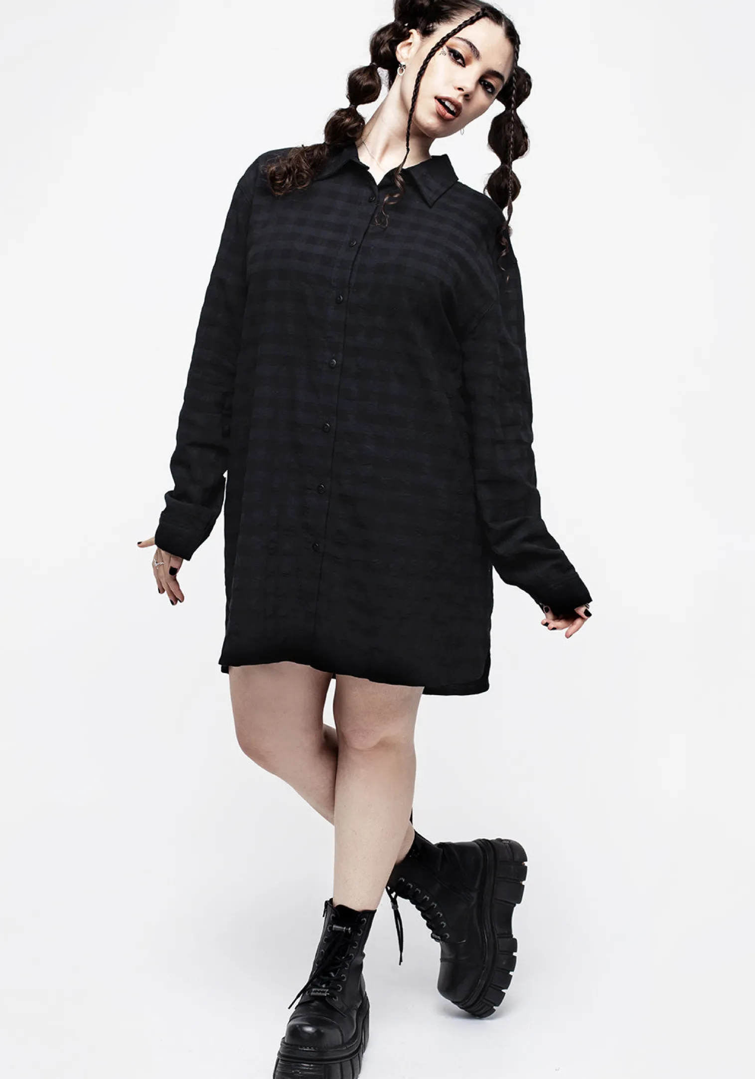 Lithium Check Shirt Dress