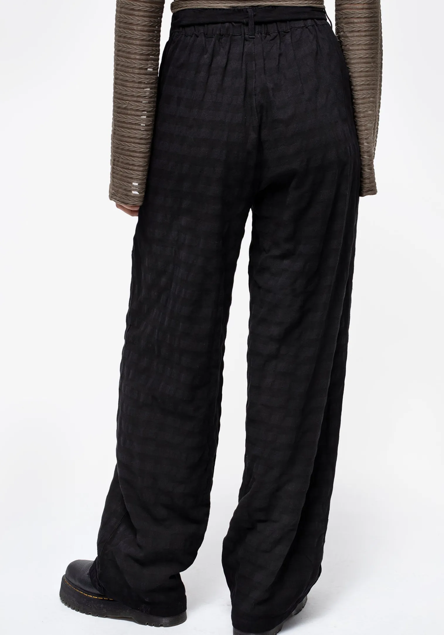 Lithium Tie Waist Check Wide Leg Trouser