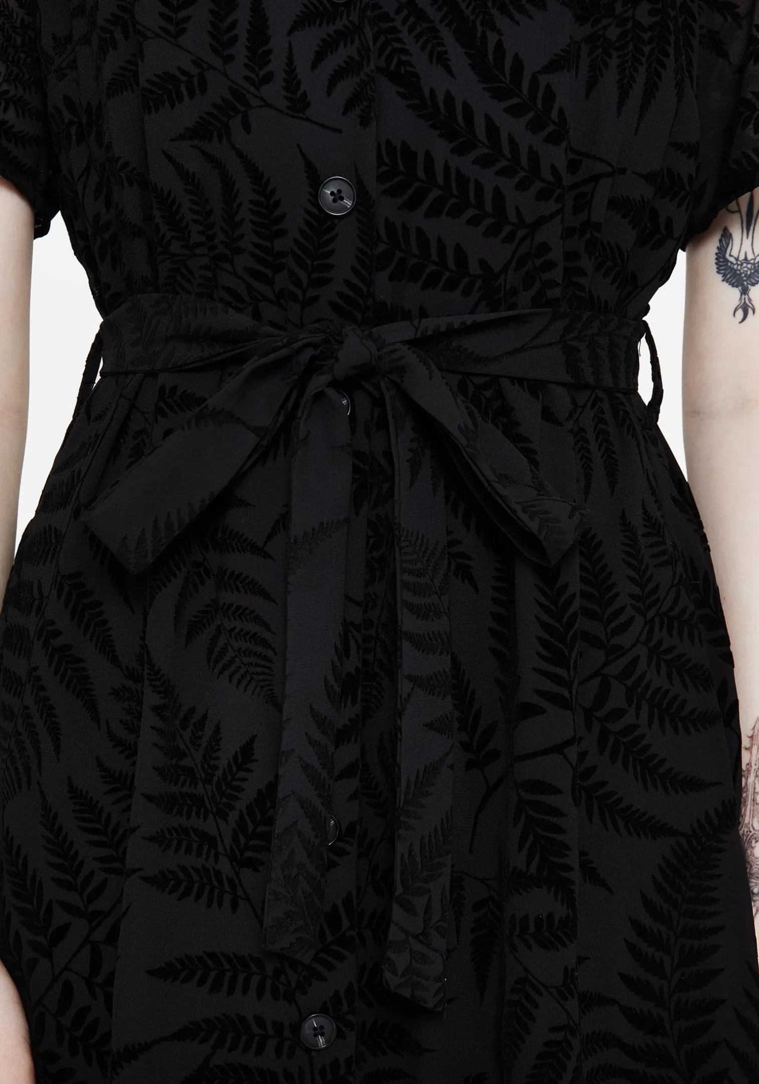 Lunafern Fern Printed Belted Midi Shirt Dress