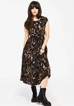Luthien Cotton Printed Button Up Midi Dress