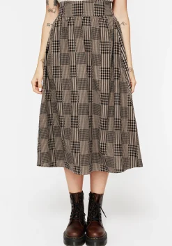 Mabel Check Midi Skirt
