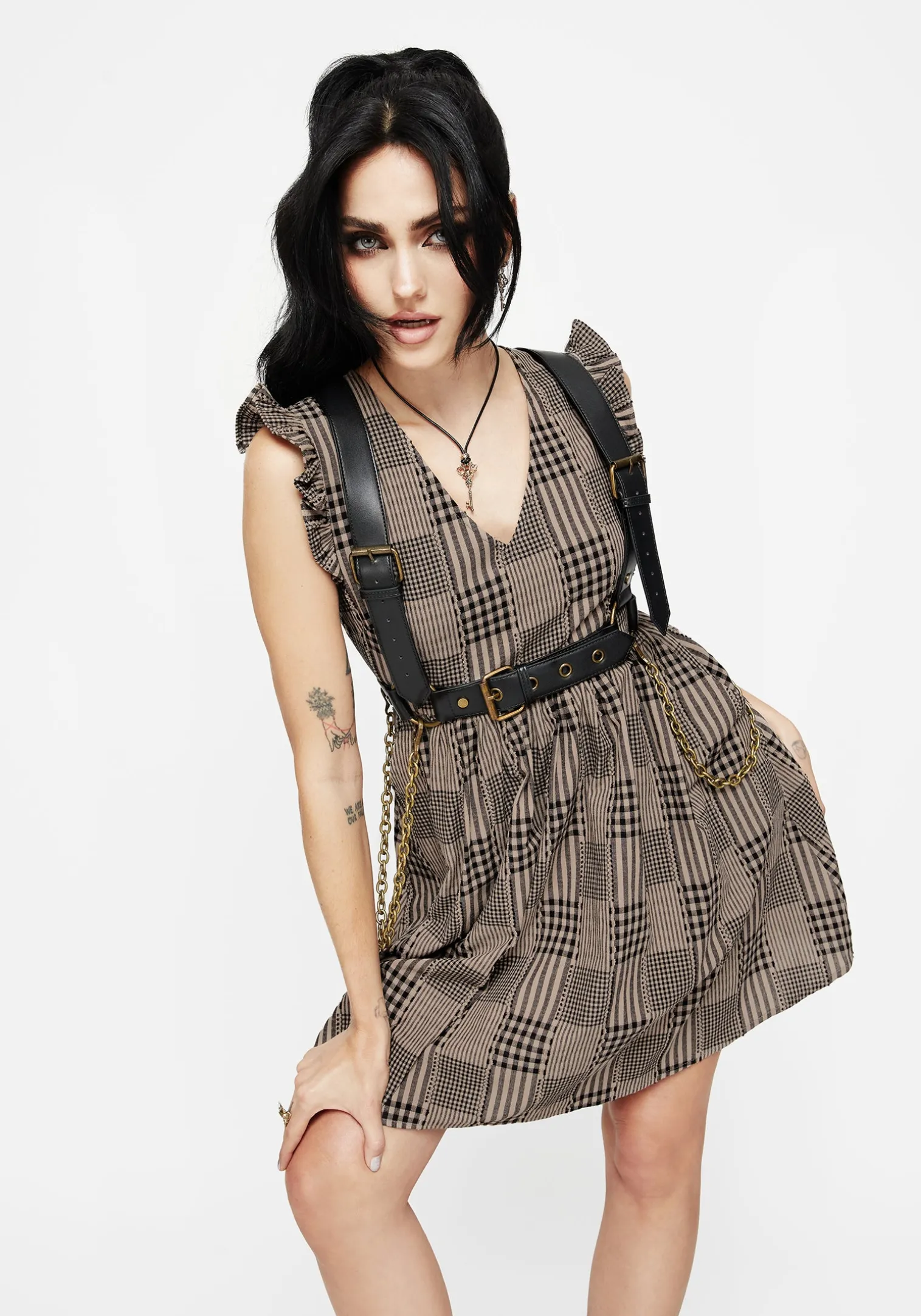 Mabel Check Mini Skater Dress
