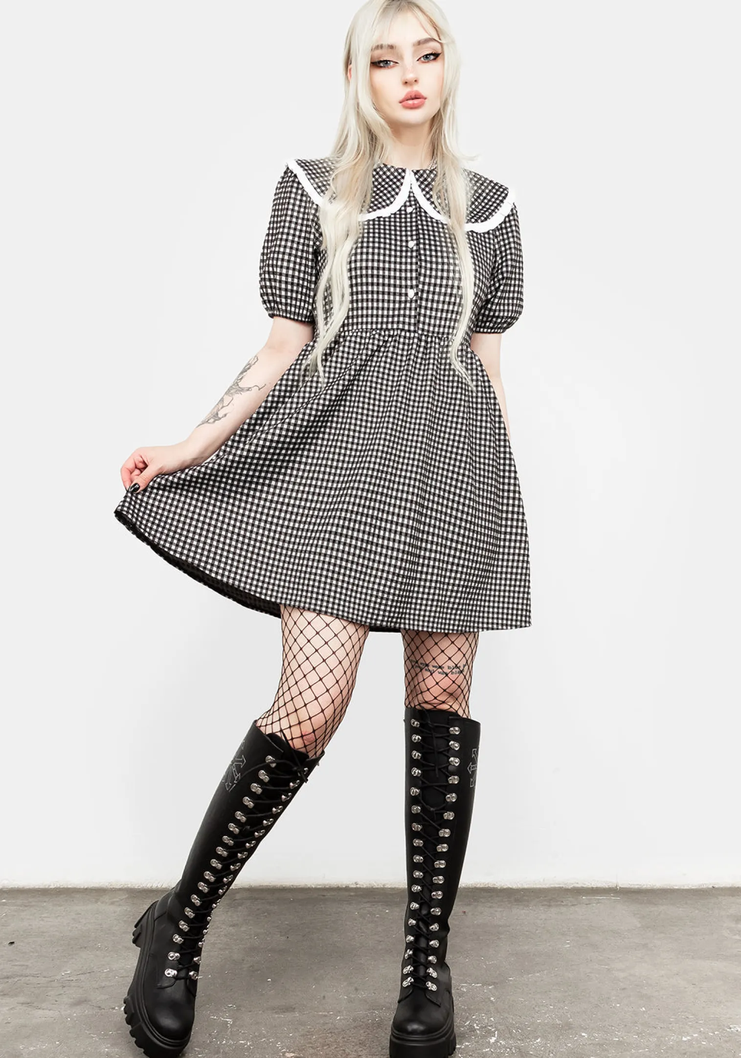 Mabel Gingham Collared Dress