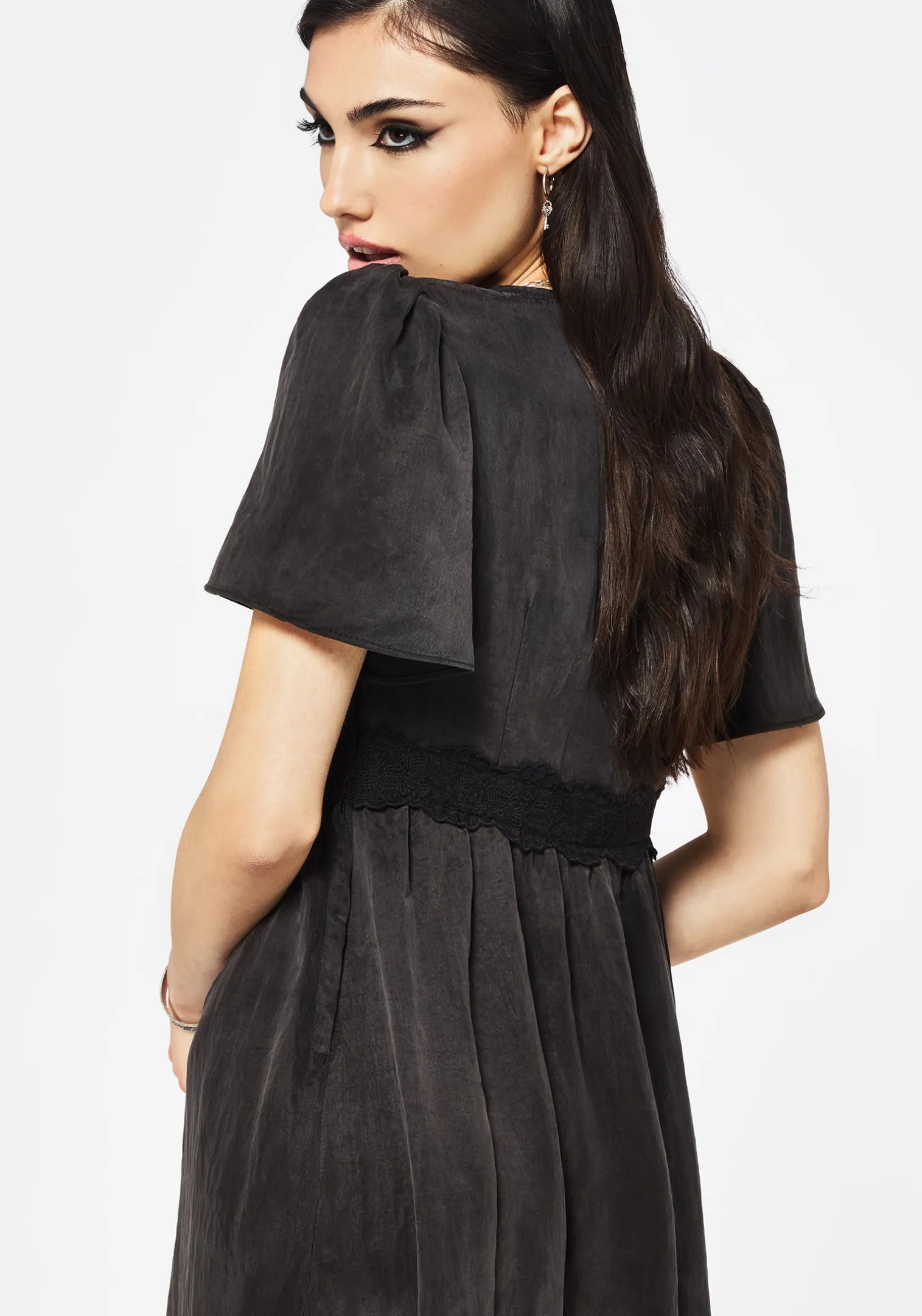Maeve Lyocell Blend Lace Detail Maxi Dress