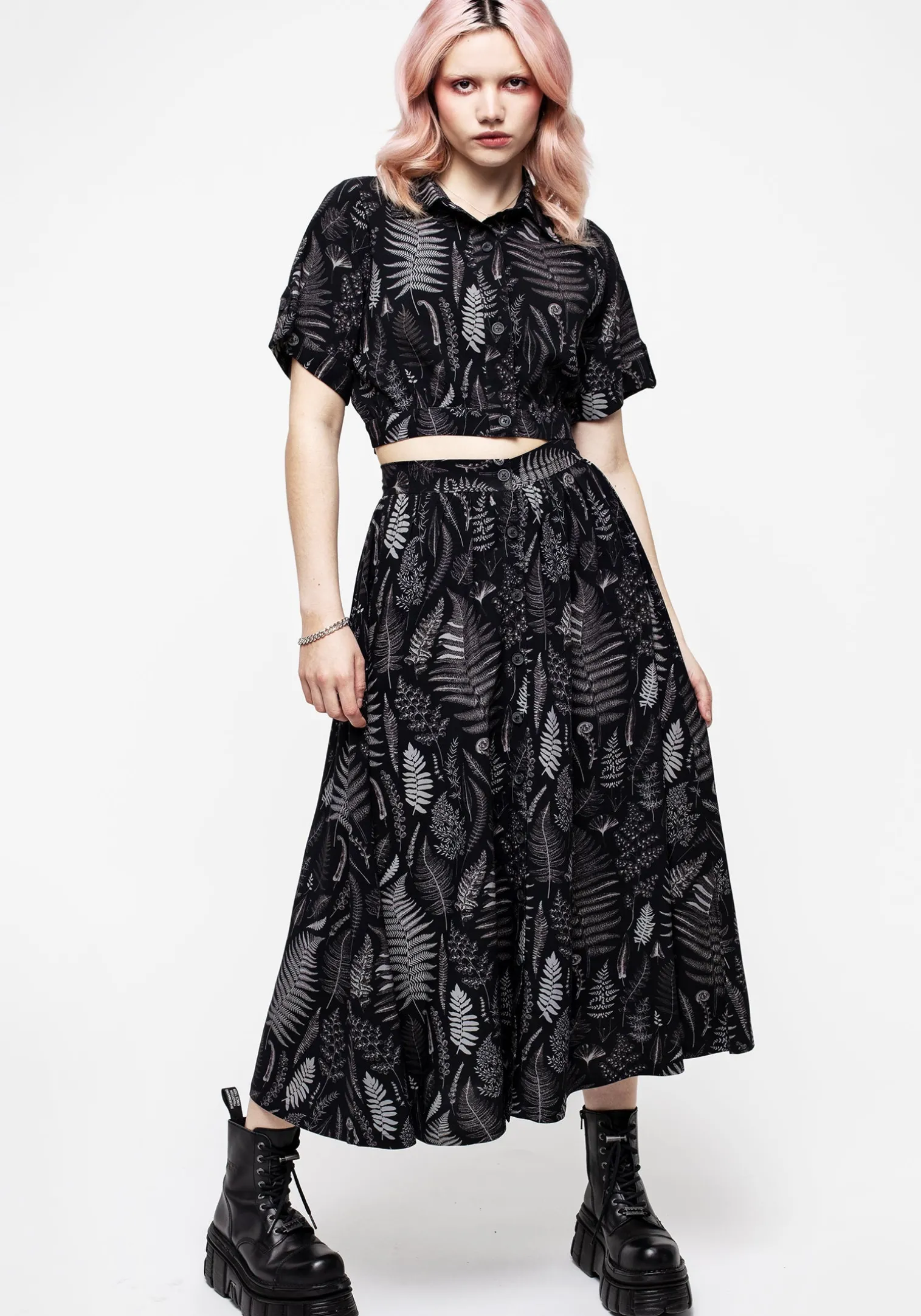 Maidenhair Button Up Midi Skirt