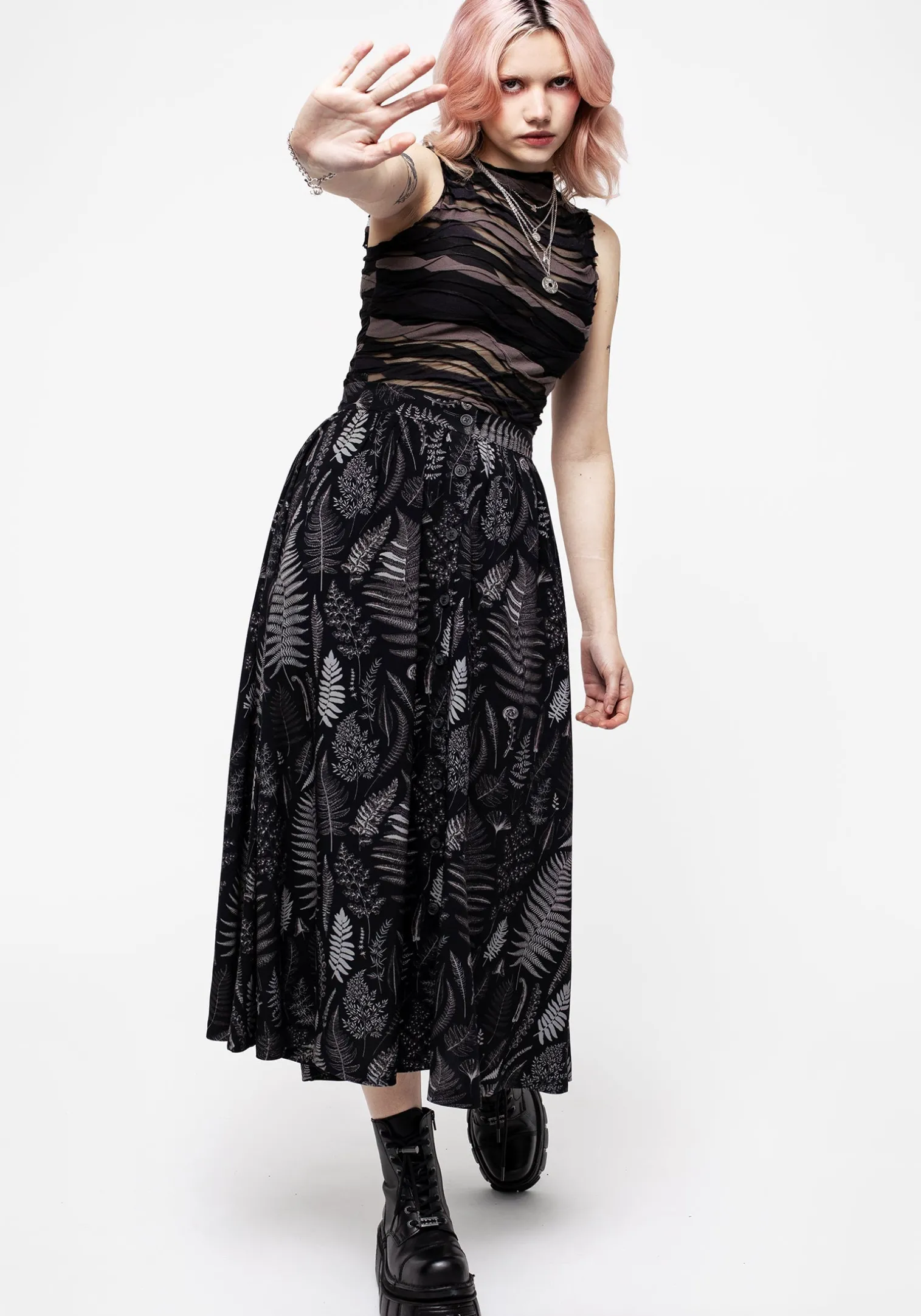 Maidenhair Button Up Midi Skirt