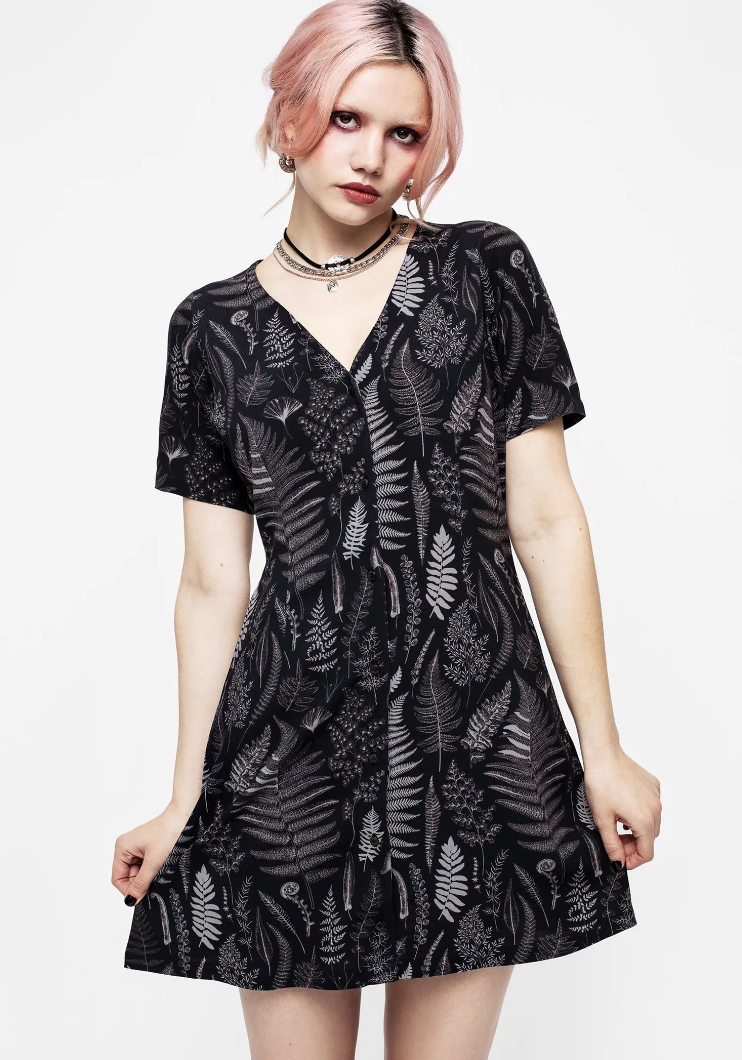 Maidenhair Button Up Mini Dress