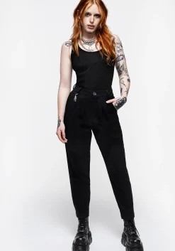 Malverde High Waist Tapered Trousers - Black