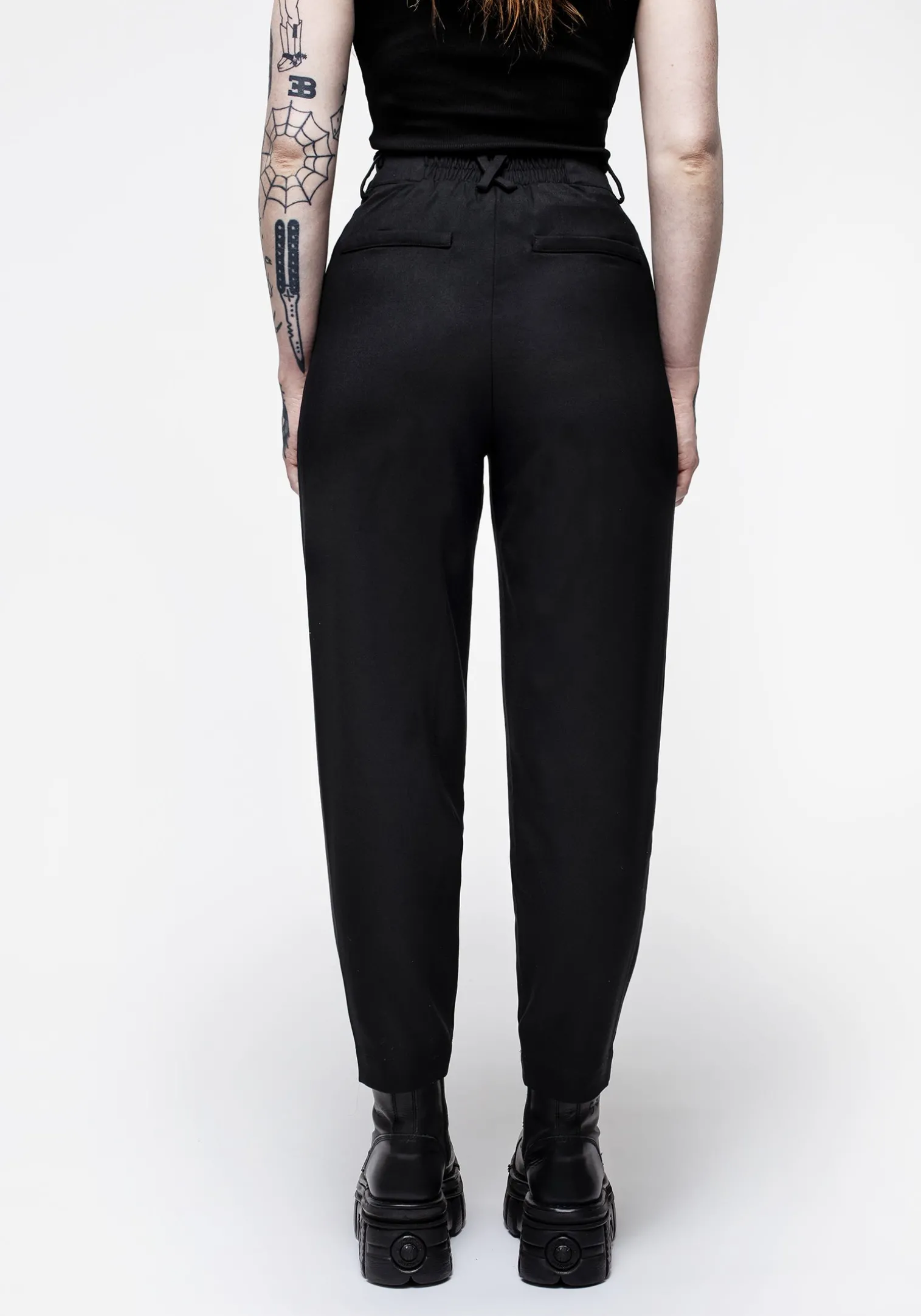 Malverde High Waist Tapered Trousers - Black