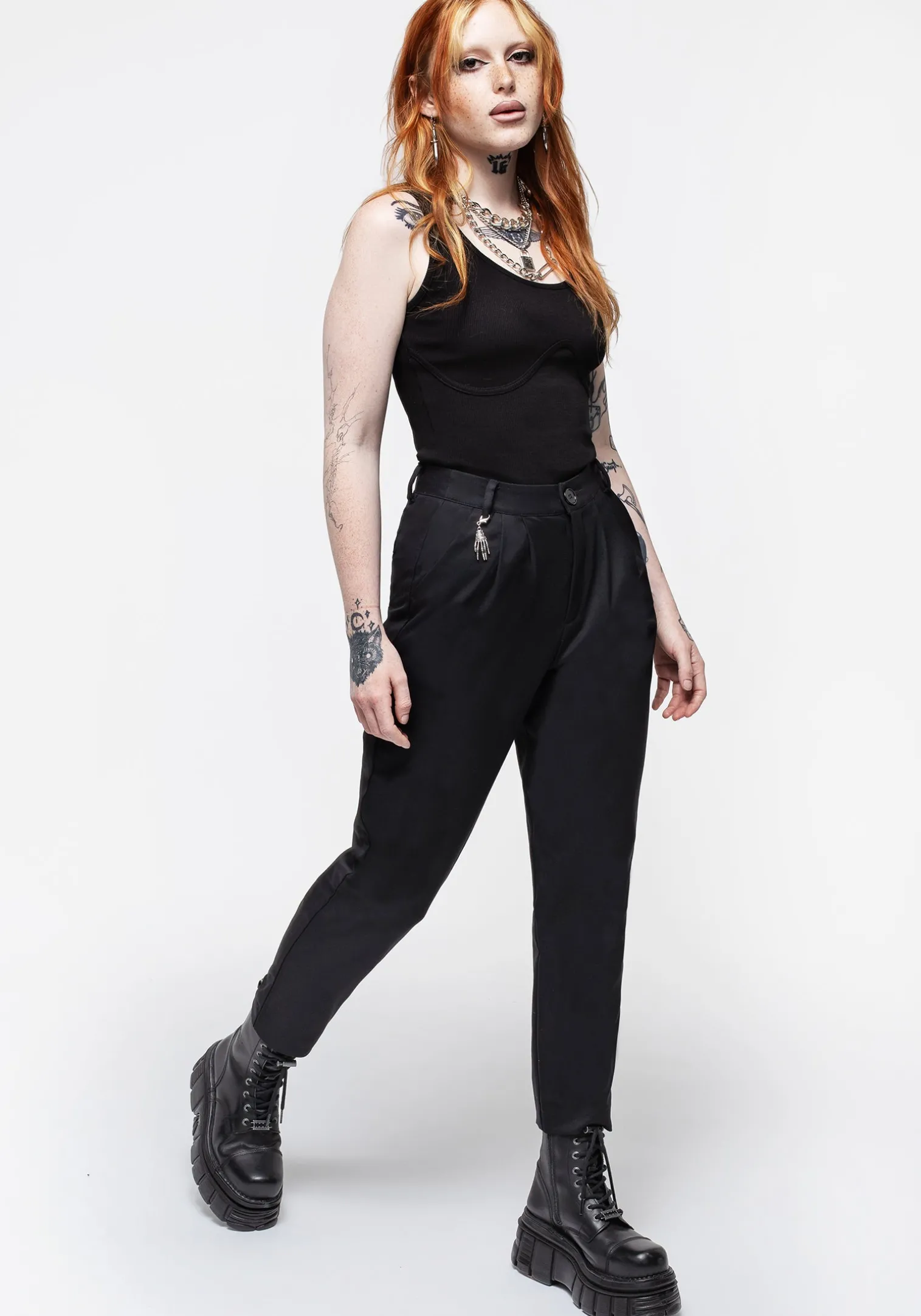 Malverde High Waist Tapered Trousers - Black