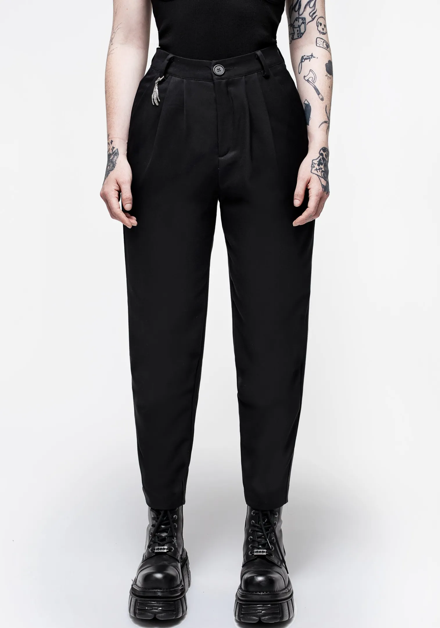 Malverde High Waist Tapered Trousers - Black