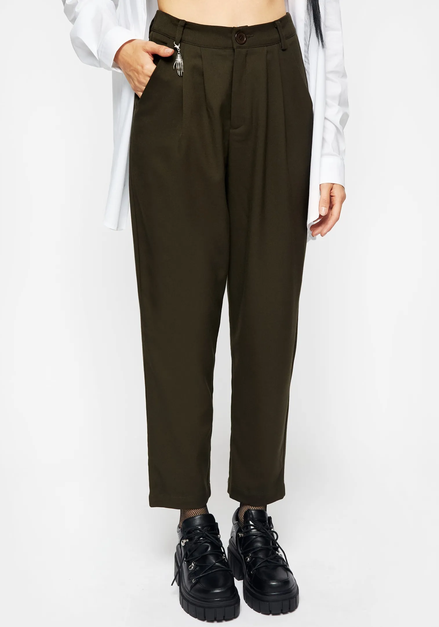 Malverde High Waist Tapered Trousers - Green